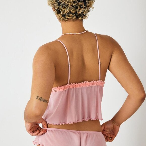 NWT UO Out From Under Dryad Pink Tulle Babydoll Cami - Picture 2 of 6